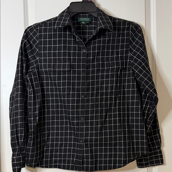 Ralph Lauren Tops - Ralph Lauren Black and White Grid Blouse